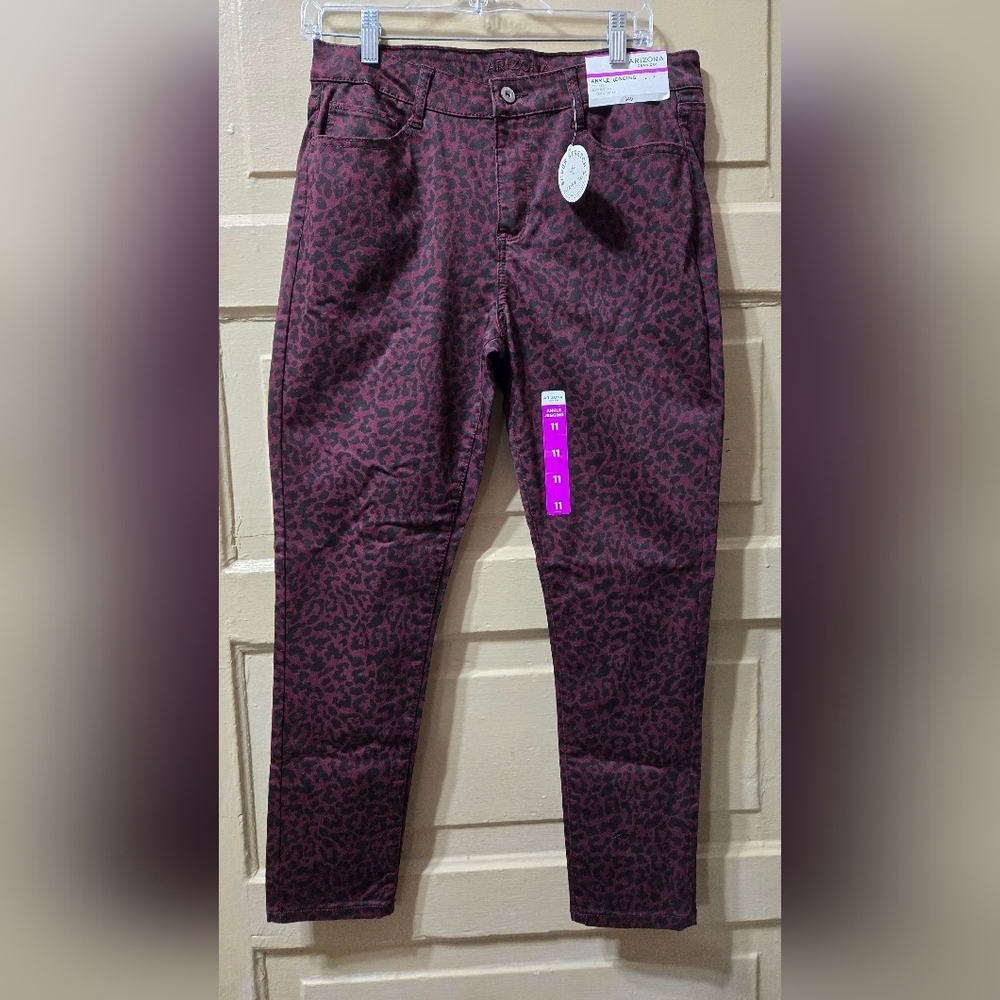 Arizona Jean Mid Rise Slimmest Fit Super Stretch Burgundy Ankle Jegging NWT